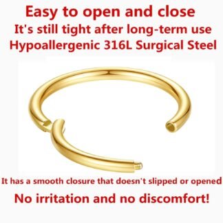 ORANGELOVE Hypoallergenic Nose Rings 20G 18G 16G 14G 12G 10G 8G 316l Surgical Steel Septum Jewelry Hinged Segment Ring Body Piercing Nose Hoop Lip Rings Nose Helix Cartilage...
