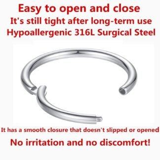 ORANGELOVE Hypoallergenic Nose Rings 20G 18G 16G 14G 12G 10G 8G 316l Surgical Steel Septum Jewelry Hinged Segment Ring Body Piercing Nose Hoop Lip Rings Nose Helix Cartilage...
