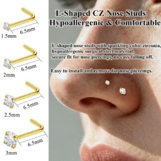 ORANGELOVE Nose Studs CZ Nose Rings 316L Surgical Steel Hypoallergenic Nostril Tragus Helix Conch Cartilage Ear Earrings Piercing Body Jewelry Sets Labret Studs Lip Rings for...