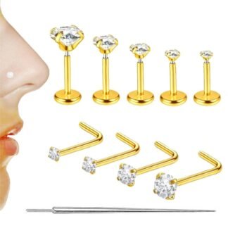 ORANGELOVE Nose Studs CZ Nose Rings 316L Surgical Steel Hypoallergenic Nostril Tragus Helix Conch Cartilage Ear Earrings Piercing Body Jewelry Sets Labret Studs Lip Rings for...