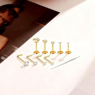 ORANGELOVE Nose Studs CZ Nose Rings 316L Surgical Steel Hypoallergenic Nostril Tragus Helix Conch Cartilage Ear Earrings Piercing Body Jewelry Sets Labret Studs Lip Rings for...