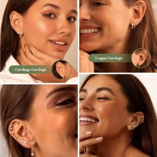 ORAZIO 16 Gauge Cartilage Earrings for Women Flat Back Hypoallergenic Surgical Steel Small Flatback Stud Hoop Cartilage Earring Stack Set Daith Conch Tragus Helix Piercing...