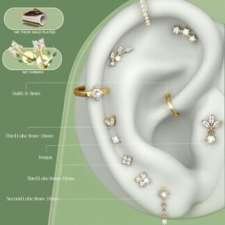 ORAZIO 16 Gauge Cartilage Earrings for Women Flat Back Hypoallergenic Surgical Steel Small Flatback Stud Hoop Cartilage Earring Stack Set Daith Conch Tragus Helix Piercing...