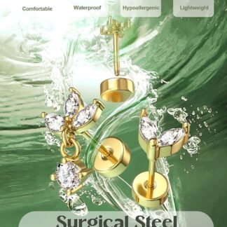 ORAZIO 16 Gauge Cartilage Earrings for Women Flat Back Hypoallergenic Surgical Steel Small Flatback Stud Hoop Cartilage Earring Stack Set Daith Conch Tragus Helix Piercing...