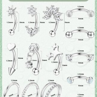 ORAZIO 16g Rook Piercing Jewelry Surgical Steel Vertical Labret Lip Jewelry Gold Eyebrow Piercing Rook Daith Earrings for Women Cartilage Curved Barbell Daith Tragus Piercing...