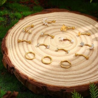 ORAZIO 16g Rook Piercing Jewelry Surgical Steel Vertical Labret Lip Jewelry Gold Eyebrow Piercing Rook Daith Earrings for Women Cartilage Curved Barbell Daith Tragus Piercing...