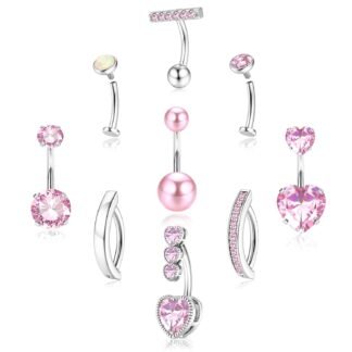 ORAZIO Gold Belly Button Ring - Hypoallergenic Surgical Stainless Steel Belly Rings for Women 14G CZ Opal Clicker Floating Belly Button Piercing Jewelry Pack Cute Dainty Navel...