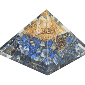 Orgone Pyramid with Lapis Lazuli Crystal and Healing Coil Quartz Point - Natural Healing Stones Orgonite Energy Generator for Yoga Meditation