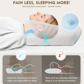 Osteo Cervical Pillow for Neck Pain Relief Hollow Design Odorless Memory Foam Pillows with Cooling Case Adjustable Orthopedic Bed Pillow for Sleeping Support for Side Back - lunas-mystic-emporium.com Osteo Cervical Pillow for Neck Pain Relief, Hollow Design Odorless Memory Foam Pillows with Cooling Case, Adjustable Orthopedic Bed Pillow for Sleeping, Support for Side Back...