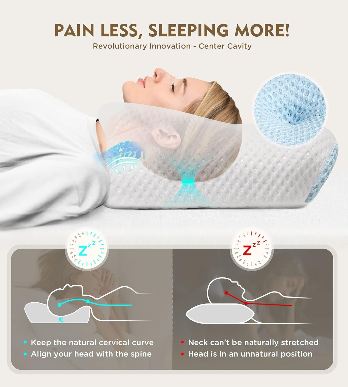 Osteo Cervical Pillow for Neck Pain Relief Hollow Design Odorless Memory Foam Pillows with Cooling Case Adjustable Orthopedic Bed Pillow for Sleeping Support for Side Back - lunas-mystic-emporium.com Osteo Cervical Pillow for Neck Pain Relief, Hollow Design Odorless Memory Foam Pillows with Cooling Case, Adjustable Orthopedic Bed Pillow for Sleeping, Support for Side Back...