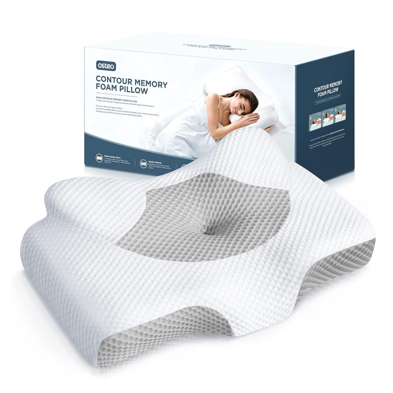 Osteo Cervical Pillow for Neck Pain Relief Hollow Design Odorless Memory Foam Pillows with Cooling Case Adjustable Orthopedic Bed Pillow for Sleeping Support for Side Back - lunas-mystic-emporium.com Osteo Cervical Pillow for Neck Pain Relief, Hollow Design Odorless Memory Foam Pillows with Cooling Case, Adjustable Orthopedic Bed Pillow for Sleeping, Support for Side Back...