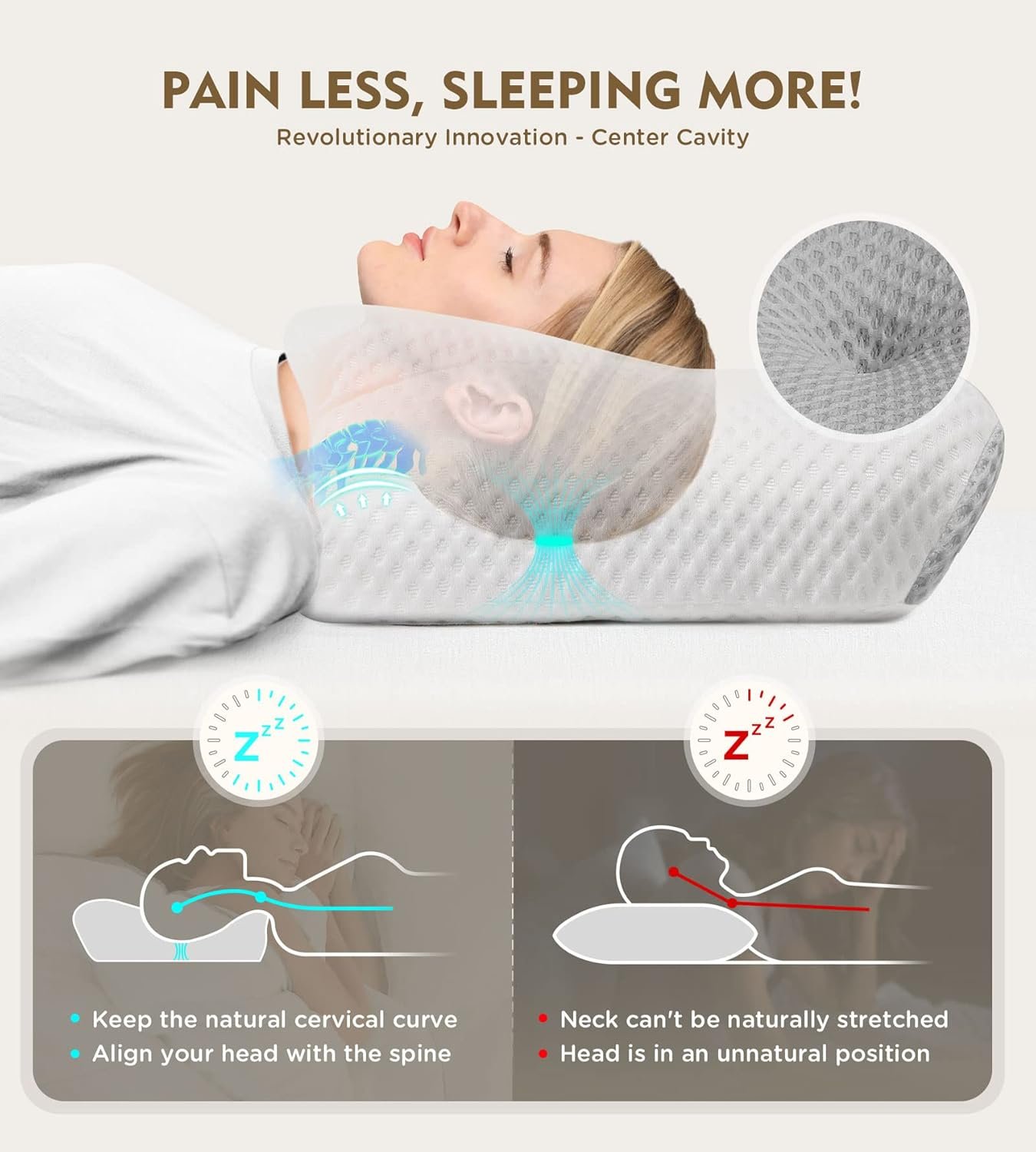Osteo Cervical Pillow for Neck Pain Relief Hollow Design Odorless Memory Foam Pillows with Cooling Case Adjustable Orthopedic Bed Pillow for Sleeping Support for Side Back - lunas-mystic-emporium.com Osteo Cervical Pillow for Neck Pain Relief, Hollow Design Odorless Memory Foam Pillows with Cooling Case, Adjustable Orthopedic Bed Pillow for Sleeping, Support for Side Back...