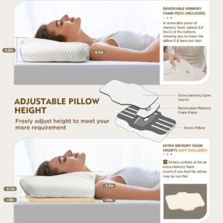 Osteo Cervical Pillow for Neck Pain Relief Hollow Design Odorless Memory Foam Pillows with Cooling Case Adjustable Orthopedic Bed Pillow for Sleeping Support for Side Back - lunas-mystic-emporium.com Osteo Cervical Pillow for Neck Pain Relief, Hollow Design Odorless Memory Foam Pillows with Cooling Case, Adjustable Orthopedic Bed Pillow for Sleeping, Support for Side Back...