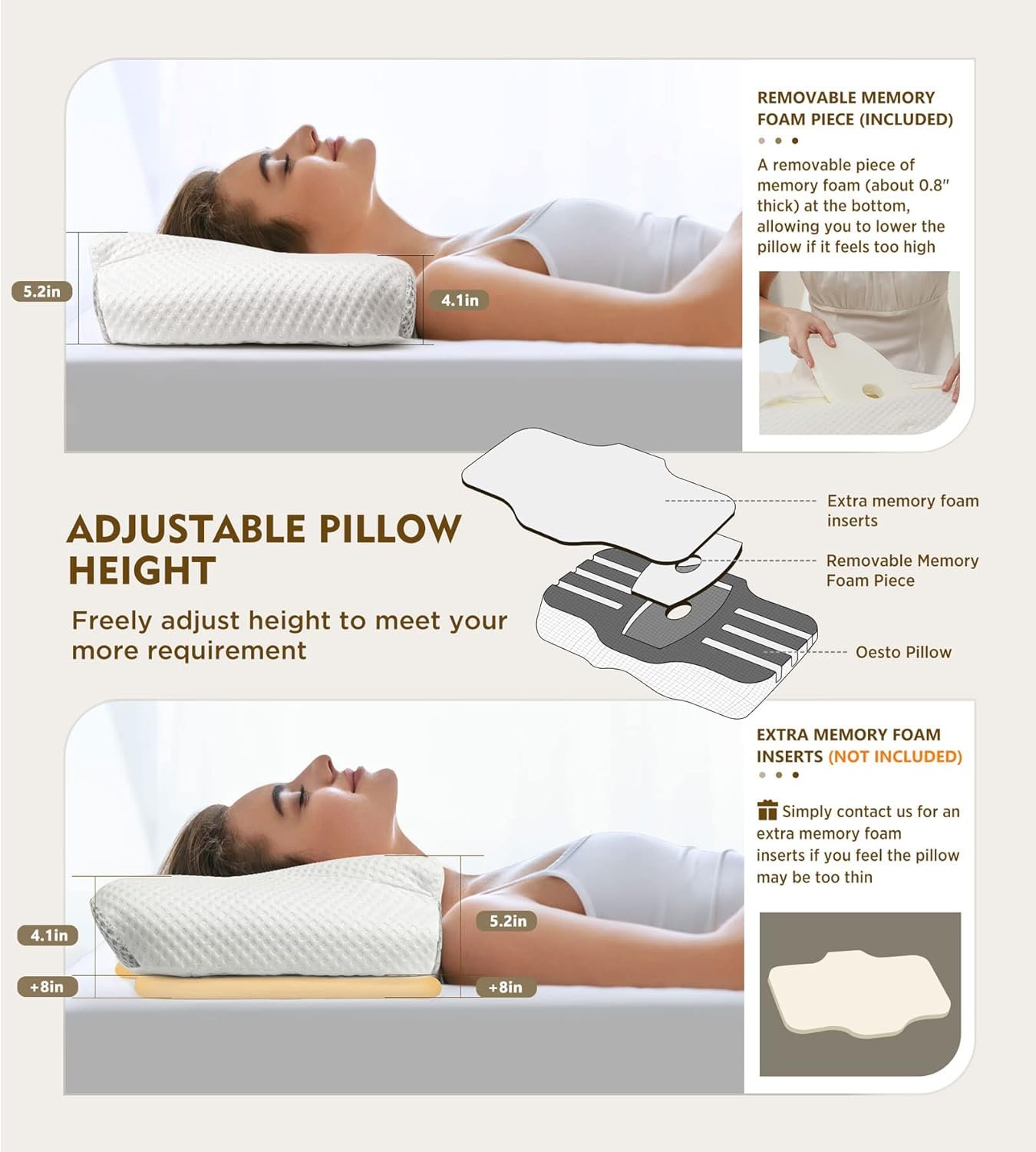 Osteo Cervical Pillow for Neck Pain Relief Hollow Design Odorless Memory Foam Pillows with Cooling Case Adjustable Orthopedic Bed Pillow for Sleeping Support for Side Back - lunas-mystic-emporium.com Osteo Cervical Pillow for Neck Pain Relief, Hollow Design Odorless Memory Foam Pillows with Cooling Case, Adjustable Orthopedic Bed Pillow for Sleeping, Support for Side Back...