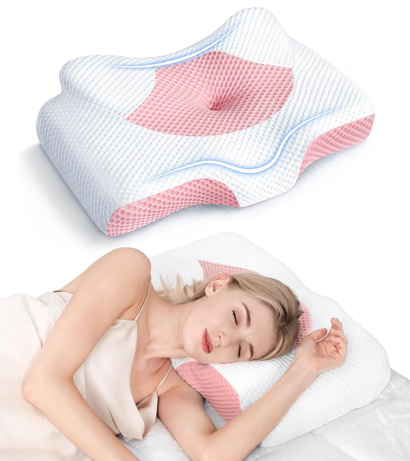 Osteo Cervical Pillow for Neck Pain Relief Hollow Design Odorless Memory Foam Pillows with Cooling Case Adjustable Orthopedic Bed Pillow for Sleeping Support for Side Back - lunas-mystic-emporium.com Osteo Cervical Pillow for Neck Pain Relief, Hollow Design Odorless Memory Foam Pillows with Cooling Case, Adjustable Orthopedic Bed Pillow for Sleeping, Support for Side Back...