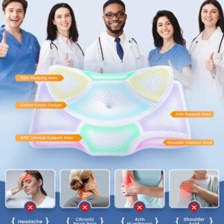 Osteo Cervical Pillow for Neck Pain Relief, Hollow Design Odorless Memory Foam Pillows with Cooling Case, Adjustable Orthopedic Bed Pillow for Sleeping, Support for Side Back...