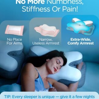 Osteo Enjoy Pain Relief Sleeping Cervical Neck Pillow, Ergonomic Contour Zoned Fits Side Sleeper, Non-Temperature Affected Memory Foam Pillows, Q-max Cooling Pillow Support Back...