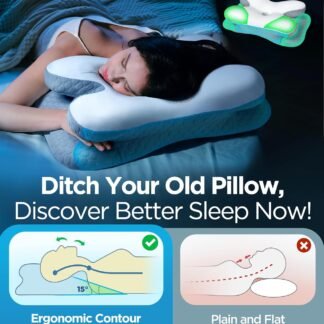 Osteo Enjoy Pain Relief Sleeping Cervical Neck Pillow, Ergonomic Contour Zoned Fits Side Sleeper, Non-Temperature Affected Memory Foam Pillows, Q-max Cooling Pillow Support Back...