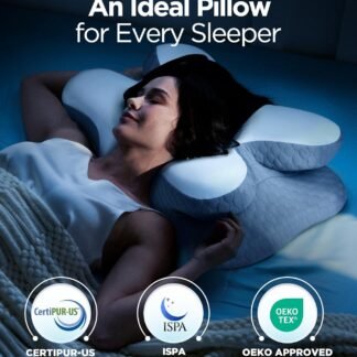 Osteo Enjoy Pain Relief Sleeping Cervical Neck Pillow, Ergonomic Contour Zoned Fits Side Sleeper, Non-Temperature Affected Memory Foam Pillows, Q-max Cooling Pillow Support Back...