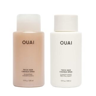 OUAI Thick Hair Shampoo and Conditioner Set - Sulfate Free Shampoo and Conditioner for Thick Hair Care - Moisturizes, Strengthens & Fights Frizz - Made with Keratin & Shea...