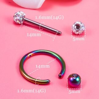 Oufksiyy 12 Pairs Nipple Rings Surgical Stainless Steel Hypoallergenic Nipple Piercing Jewelry 14G Nipple Barbells Hoops Tongue Rings for Women Men 14mm 14 Gauge Niple Tongue...