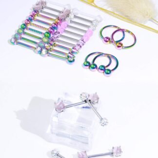 Oufksiyy 12 Pairs Nipple Rings Surgical Stainless Steel Hypoallergenic Nipple Piercing Jewelry 14G Nipple Barbells Hoops Tongue Rings for Women Men 14mm 14 Gauge Niple Tongue...