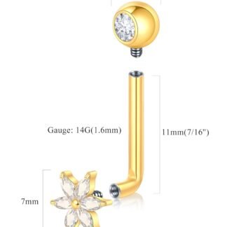 Oveta 1 Piece 14G Titanium VCH Hood Piercing Jewelry for Women Internally Threaded CZ Christina Piercing Jewelry Barbell 11mm SilverGold - lunas-mystic-emporium.com Oveta 1 Piece 14G Titanium VCH Hood Piercing Jewelry for Women, Internally Threaded CZ Christina Piercing Jewelry Barbell 11mm, Silver/Gold