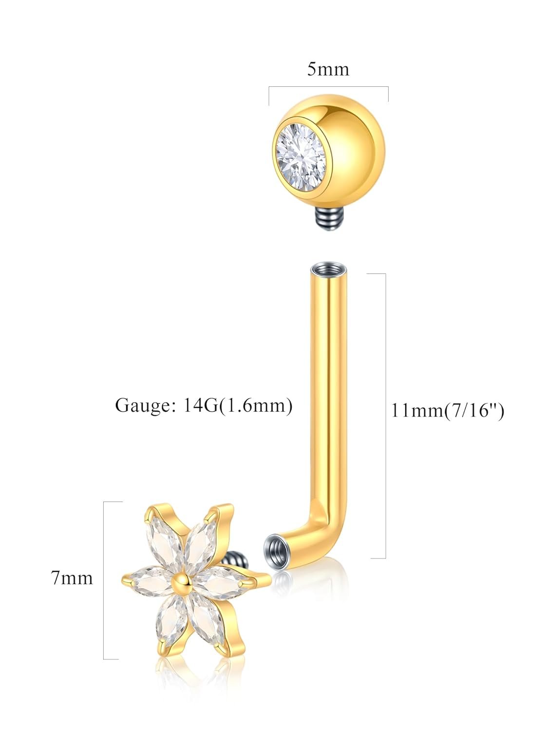 Oveta 1 Piece 14G Titanium VCH Hood Piercing Jewelry for Women Internally Threaded CZ Christina Piercing Jewelry Barbell 11mm SilverGold - lunas-mystic-emporium.com Oveta 1 Piece 14G Titanium VCH Hood Piercing Jewelry for Women, Internally Threaded CZ Christina Piercing Jewelry Barbell 11mm, Silver/Gold