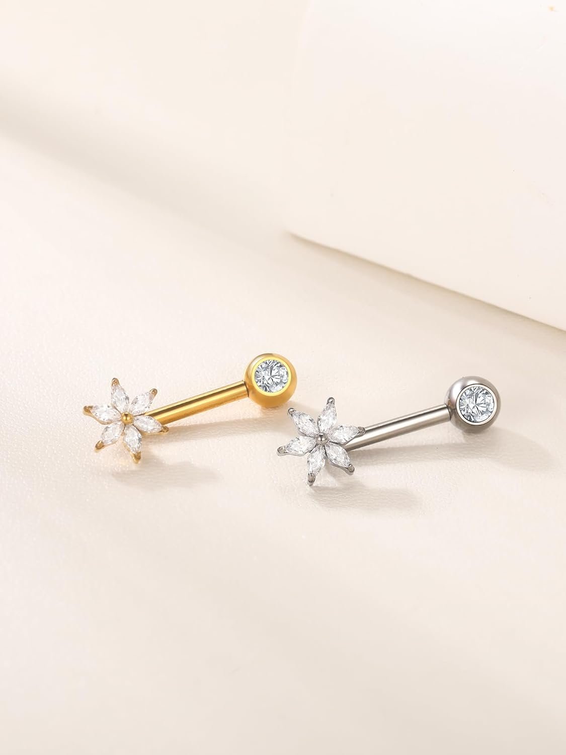 Oveta 1 Piece 14G Titanium VCH Hood Piercing Jewelry for Women Internally Threaded CZ Christina Piercing Jewelry Barbell 11mm SilverGold - lunas-mystic-emporium.com Oveta 1 Piece 14G Titanium VCH Hood Piercing Jewelry for Women, Internally Threaded CZ Christina Piercing Jewelry Barbell 11mm, Silver/Gold