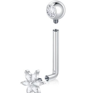 Oveta 1 Piece 14G Titanium VCH Hood Piercing Jewelry for Women Internally Threaded CZ Christina Piercing Jewelry Barbell 11mm SilverGold - lunas-mystic-emporium.com Oveta 1 Piece 14G Titanium VCH Hood Piercing Jewelry for Women, Internally Threaded CZ Christina Piercing Jewelry Barbell 11mm, Silver/Gold