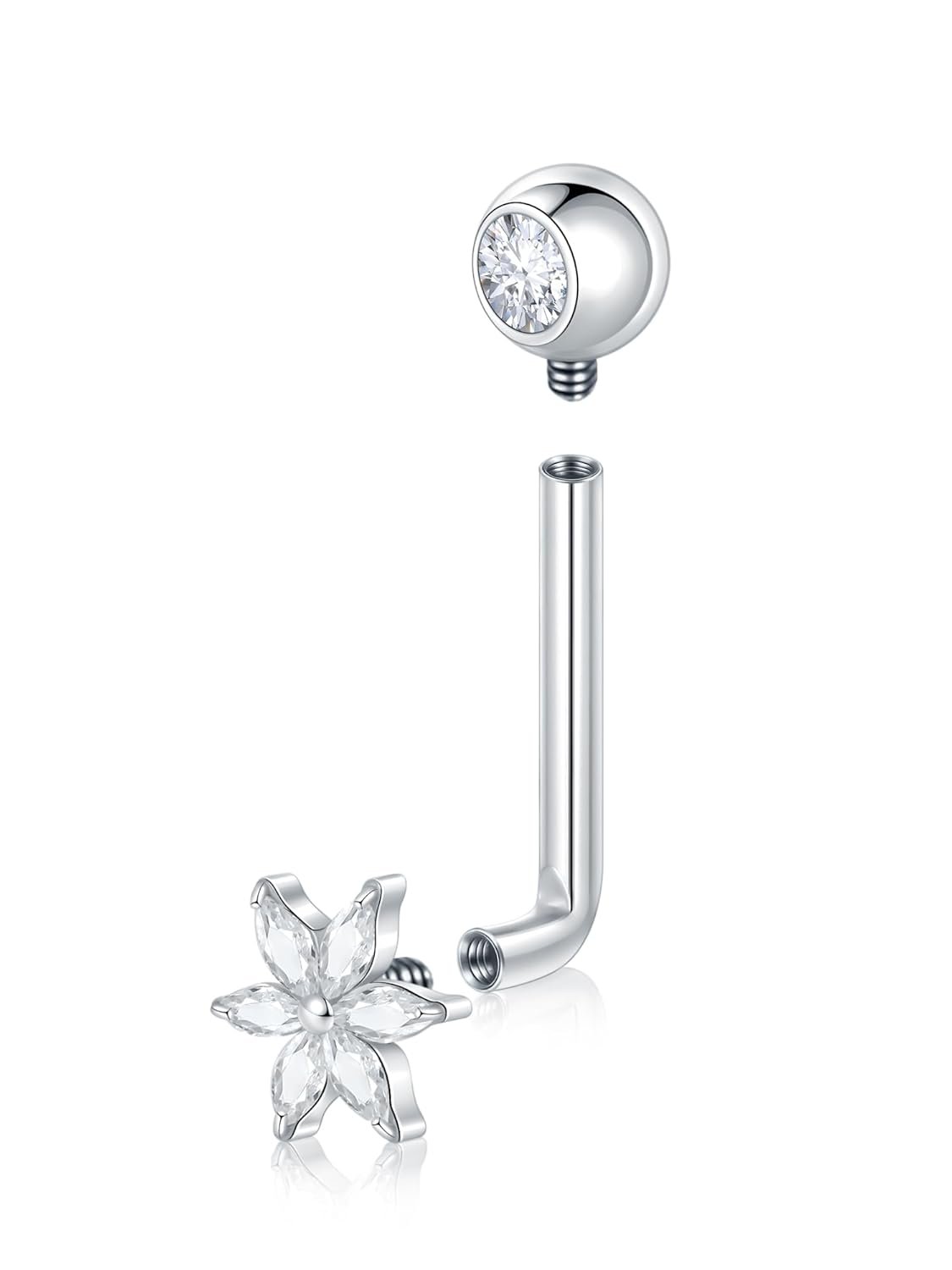 Oveta 1 Piece 14G Titanium VCH Hood Piercing Jewelry for Women Internally Threaded CZ Christina Piercing Jewelry Barbell 11mm SilverGold - lunas-mystic-emporium.com Oveta 1 Piece 14G Titanium VCH Hood Piercing Jewelry for Women, Internally Threaded CZ Christina Piercing Jewelry Barbell 11mm, Silver/Gold