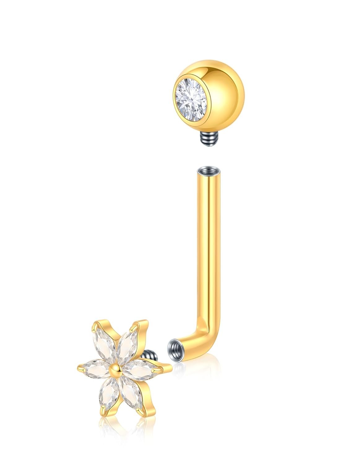 Oveta 1 Piece 14G Titanium VCH Hood Piercing Jewelry for Women Internally Threaded CZ Christina Piercing Jewelry Barbell 11mm SilverGold - lunas-mystic-emporium.com Oveta 1 Piece 14G Titanium VCH Hood Piercing Jewelry for Women, Internally Threaded CZ Christina Piercing Jewelry Barbell 11mm, Silver/Gold