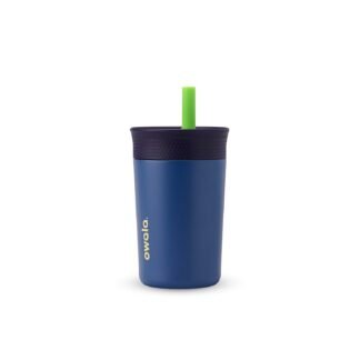Owala Kids Insulation Stainless Steel Tumbler with Spill Resistant Flexible Straw, Easy to Clean, Kids Water Bottle, Great for Travel, Dishwasher Safe, 12 Oz, Navy and Blue...