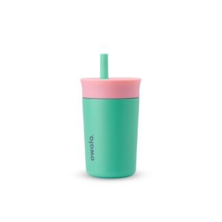Owala Kids Insulation Stainless Steel Tumbler with Spill Resistant Flexible Straw, Easy to Clean, Kids Water Bottle, Great for Travel, Dishwasher Safe, 12 Oz, Pink and Teal...