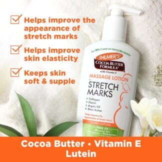 Palmer's Cocoa Butter Formula Massage Lotion For Stretch Marks, Pregnancy Skin Care, Belly Cream with Collagen, Elastin, Argan OIl and Shea Butter, 8.5 Ounces
