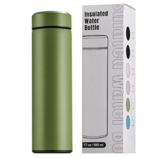 PARACITY Insulated Water Bottle, 15 oz Stainless Steel Water Bottles, Double Wall Vacuum Hot Drinks, Metal Water Bottle Keeps (green)