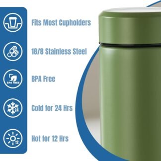 PARACITY Insulated Water Bottle, 15 oz Stainless Steel Water Bottles, Double Wall Vacuum Hot Drinks, Metal Water Bottle Keeps (green)