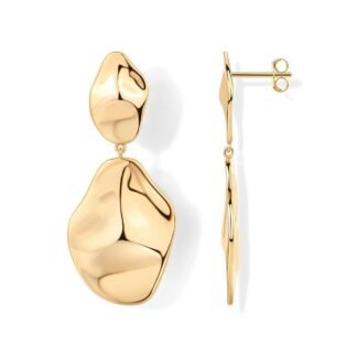 PAVOI 14K Gold Plated 925 Sterling Silver Posts Teardrop Statement Dangle Earrings | Lightweight Hammered Drop Dangle Earrings for Women
