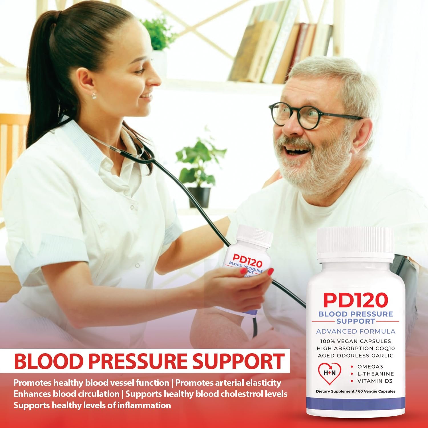 PD120 Natural Blood Pressure Support Supplement 8-in-1 Formula with Black Odorless Garlic High-Absorption CoQ10 Pack of 2 - lunas-mystic-emporium.com PD120 Natural Blood Pressure Support Supplement: 8-in-1 Formula with Black Odorless Garlic, High-Absorption CoQ10 (Pack of 2)