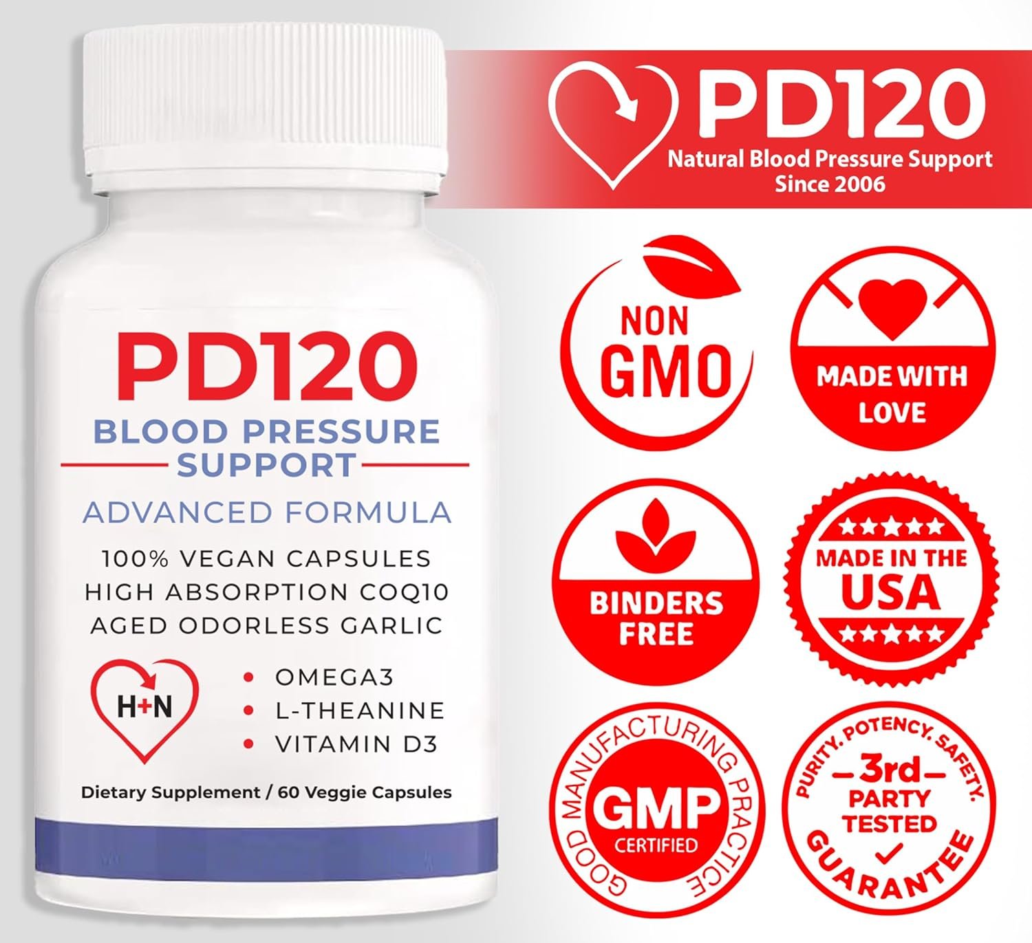 PD120 Natural Blood Pressure Support Supplement 8-in-1 Formula with Black Odorless Garlic High-Absorption CoQ10 Pack of 2 - lunas-mystic-emporium.com PD120 Natural Blood Pressure Support Supplement: 8-in-1 Formula with Black Odorless Garlic, High-Absorption CoQ10 (Pack of 2)