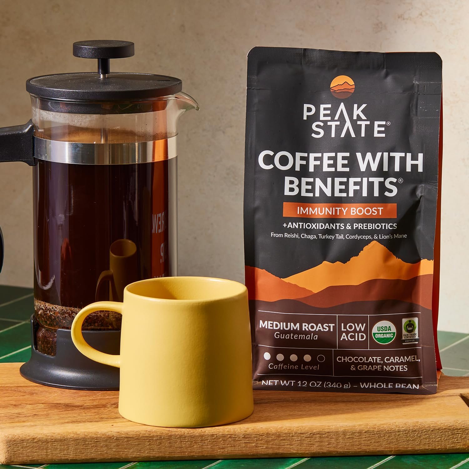 Peak State Coffee with Functional Mushrooms Low Acid Whole Bean FOCUS BOOST IMMUNITY DESTRESS Immunity Boost - lunas-mystic-emporium.com Peak State Coffee with Functional Mushrooms, Low Acid, Whole Bean (FOCUS, BOOST IMMUNITY, & DESTRESS) (Immunity Boost)