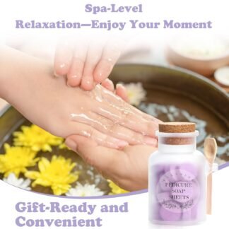 Pedicure Foot Spa Tablets 10 Oz Plastic Bath Salts Jar Foot Soak Tablets Manicure Soak Balls Softens Skin Botanicals Lavender Essential Oil Fast Dissolving Pedicure Supplies