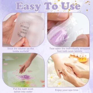 Pedicure Foot Spa Tablets 10 Oz Plastic Bath Salts Jar Foot Soak Tablets Manicure Soak Balls Softens Skin Botanicals Lavender Essential Oil Fast Dissolving Pedicure Supplies
