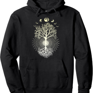 Phases of the Moon Tree of Life Pullover Hoodie Small