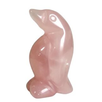 Pink Rose Quartz Penguin Totem Fetish Stone Figurine 8922