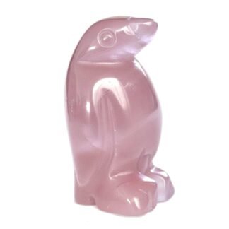 Pink Rose Quartz Penguin Totem Fetish Stone Figurine 8922