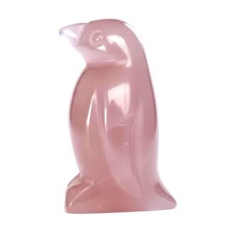 Pink Rose Quartz Penguin Totem Fetish Stone Figurine 8922