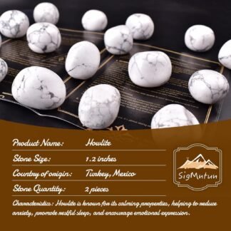 Polished Howlite Crystal Stones - 2 Pcs of 1.2" Worry Stone for Anxiety, Pocket Palm Stone Super Large Handpicked Natural Tumbled Gemstones for Meditation, Reiki, Chakra...