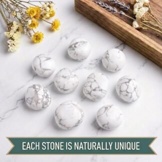Polished Howlite Crystal Stones - 2 Pcs of 1.2" Worry Stone for Anxiety, Pocket Palm Stone Super Large Handpicked Natural Tumbled Gemstones for Meditation, Reiki, Chakra...