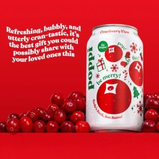 Poppi Sparkling Prebiotic Soda Beverage with Apple Cider Vinegar, Seltzer Water and Fruit Juice, Cranberry Fizz Flavor, 12 Fl Oz, Pack of 12, Packaging May Vary